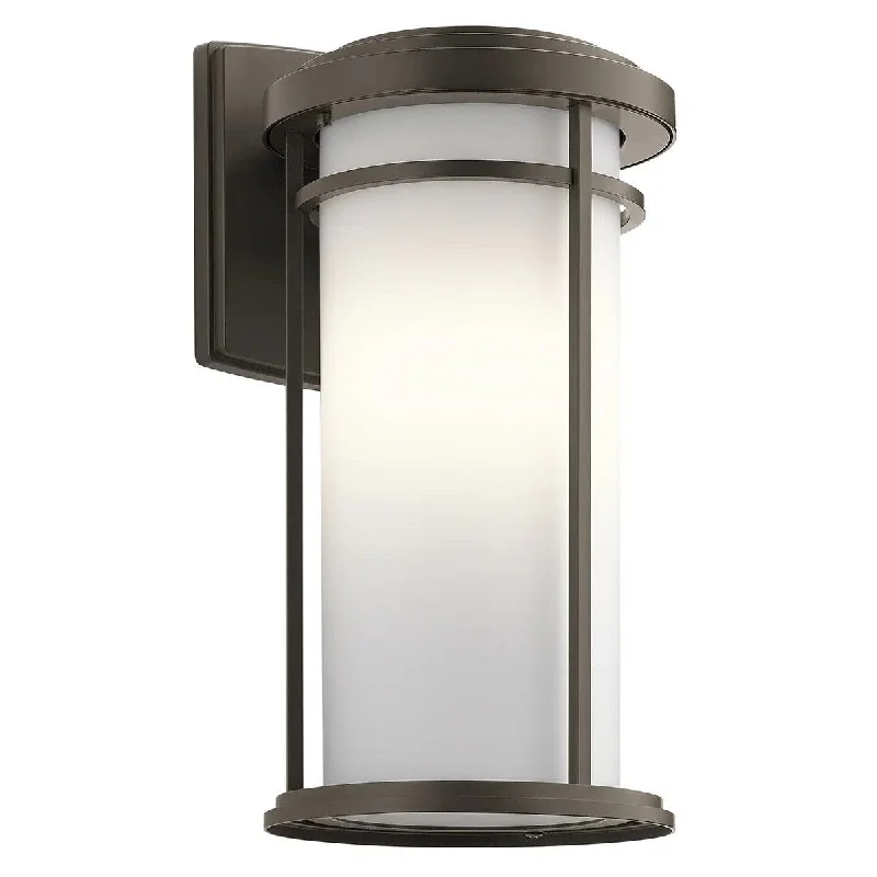 Industrial Exit Sign Lighting for Quick EvacuationToman 20 In 1-Light LED Outdoor Wall Light With Clear Satin Etched Glass, Bronze Fnish Industrial Exit Sign Lighting for Quick EvacuationToman 20 In 1-Light LED Outdoor Wall Light With Clear Satin Etched Glass, Bronze Fnish