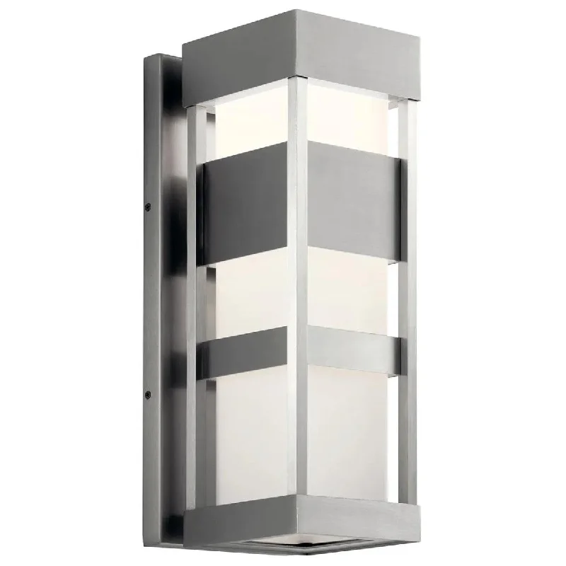 Industrial Area Lighting for Large Open SpacesRyler 18 In 1-Light LED Outdoor Wall Light With Satin Etched Opal Glass, Silver Finish Industrial Area Lighting for Large Open SpacesRyler 18 In 1-Light LED Outdoor Wall Light With Satin Etched Opal Glass, Silver Finish