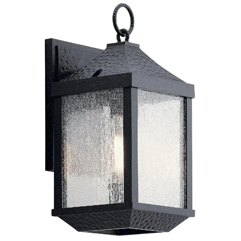 Dimmable Industrial Lighting for Ambiance ControlSpringfield 14 In 1-Light Outdoor Wall Light With Clear Seeded Glass, Black Finish