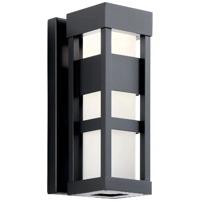 Industrial Pendant Lighting for Machine ShopsRyler 12 In 1-Light LED Outdoor Wall Light With Satin Etched Opal Glass, Black Finish Industrial Pendant Lighting for Machine ShopsRyler 12 In 1-Light LED Outdoor Wall Light With Satin Etched Opal Glass, Black Finish