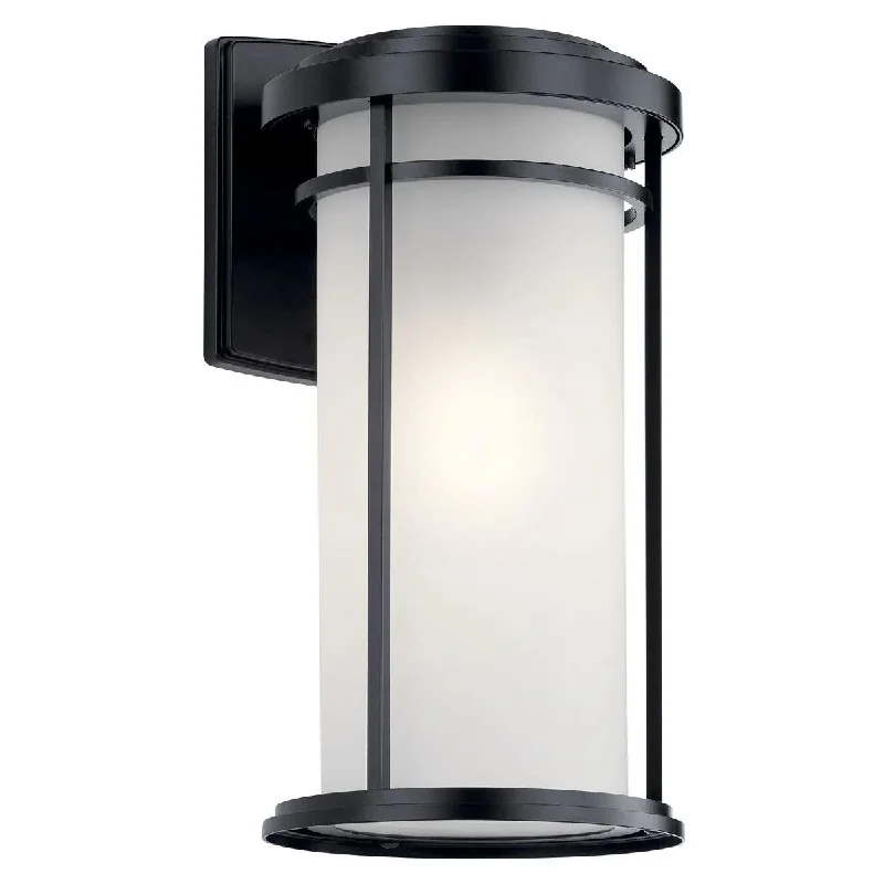Industrial Wall - Mounted Lighting for Workshop WallsToman 20 In 1-Light Outdoor Wall Light With Clear Satin Etched Glass, Black Fnish Industrial Wall - Mounted Lighting for Workshop WallsToman 20 In 1-Light Outdoor Wall Light With Clear Satin Etched Glass, Black Fnish