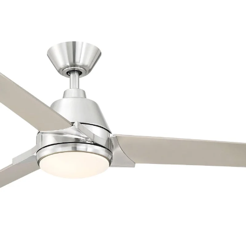 Durable Industrial Lighting for Harsh EnvironmentsPyramid 52 Inch Brushed Nickel Damp Rated LED Ceiling Fan with Remote Durable Industrial Lighting for Harsh EnvironmentsPyramid 52 Inch Brushed Nickel Damp Rated LED Ceiling Fan with Remote