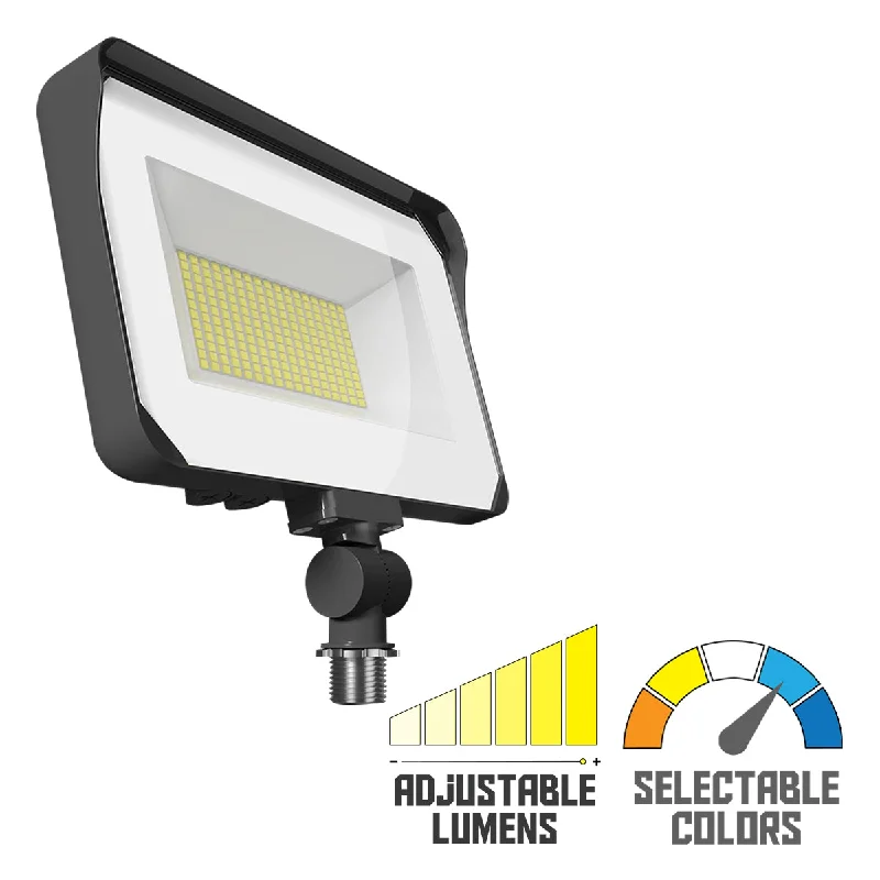 Industrial Flood Lighting for Outdoor Loading DocksLED Flood Light, 65W, 10000 Lumens, 30K/40K/50K, 120-277V, Knuckle Mount, Bronze