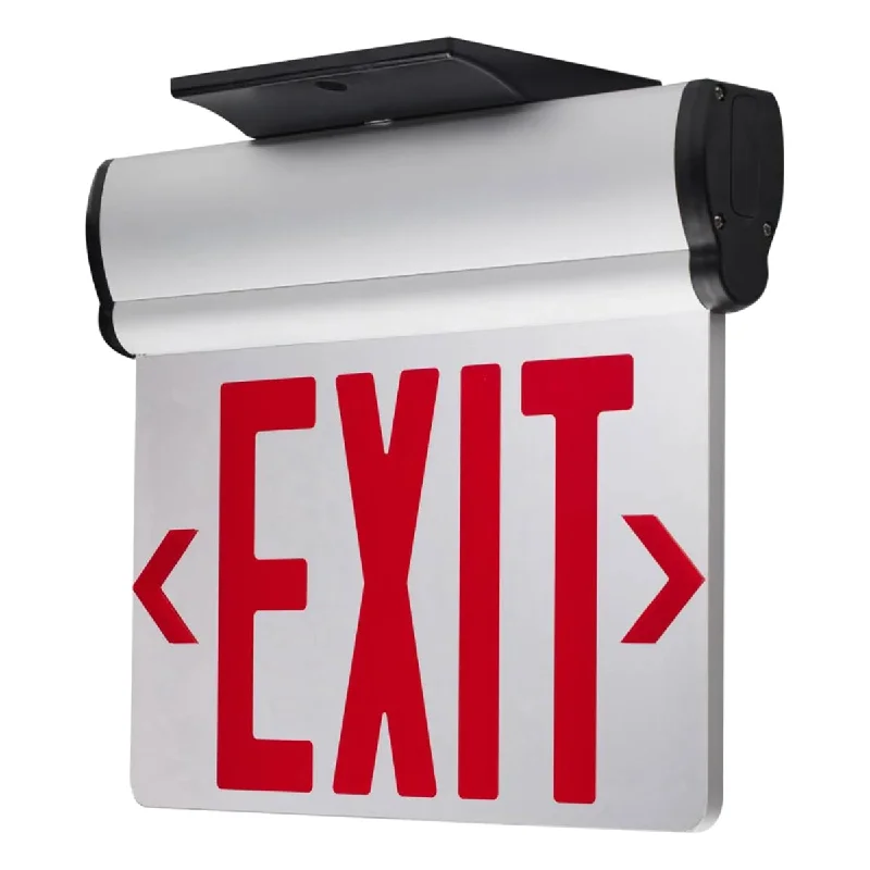 Industrial Pendant Lighting for Machine ShopsEdge-Lit LED Exit Sign, Single Face with Red Letters, Clear Finish, Battery Included, Surface Mount Industrial Pendant Lighting for Machine ShopsEdge-Lit LED Exit Sign, Single Face with Red Letters, Clear Finish, Battery Included, Surface Mount