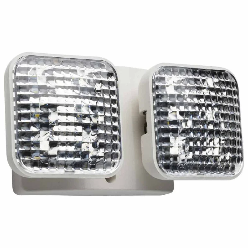 Industrial Lighting for Textile MillsDual Head Low-Voltage Remote LED Emergency Light, White Industrial Lighting for Textile MillsDual Head Low-Voltage Remote LED Emergency Light, White