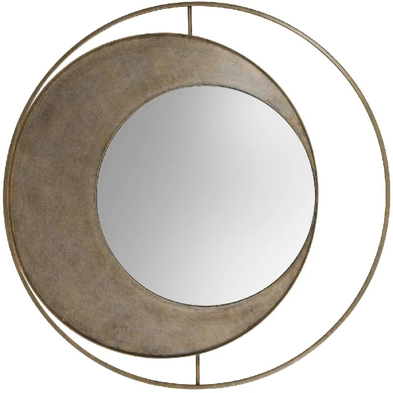 Track lighting for high - ceiling spacesConcentric Circles Iron Mirror Aged Gold