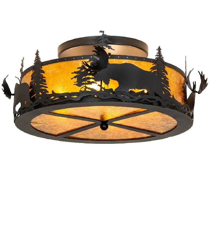 Waterproof Industrial Lighting for Wet AreasMoose At Dusk Two Light Flushmount