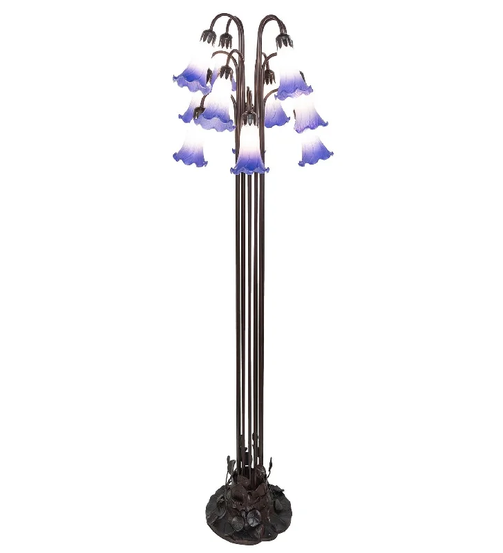 Dimmable Industrial Lighting for Ambiance ControlBlue/White 12 Light Floor Lamp