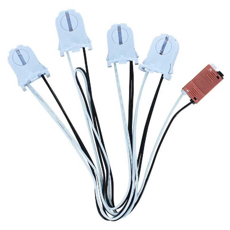 Industrial Lighting with High CRI (Color Rendering Index) for True Color Perception4-Lamp Wiring Harness with Short Non-shunted Sockets for LED Tubes Industrial Lighting with High CRI (Color Rendering Index) for True Color Perception4-Lamp Wiring Harness with Short Non-shunted Sockets for LED Tubes
