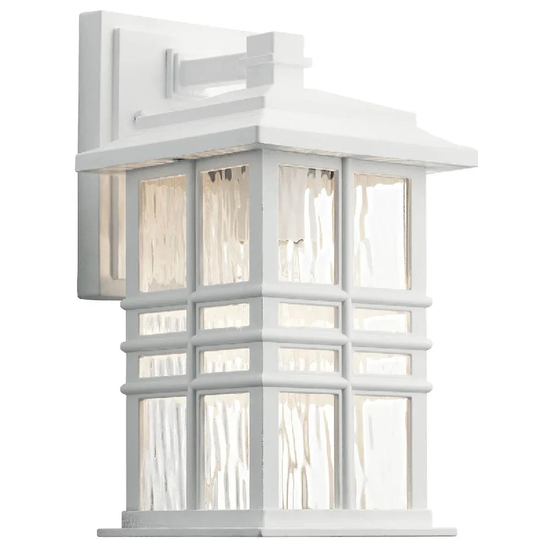 Industrial Lighting for Pharmaceutical ManufacturingBeacon Sqaure 12 In 1-Light Outdoor Wall Light With Clear Hammered Glass, White Finish