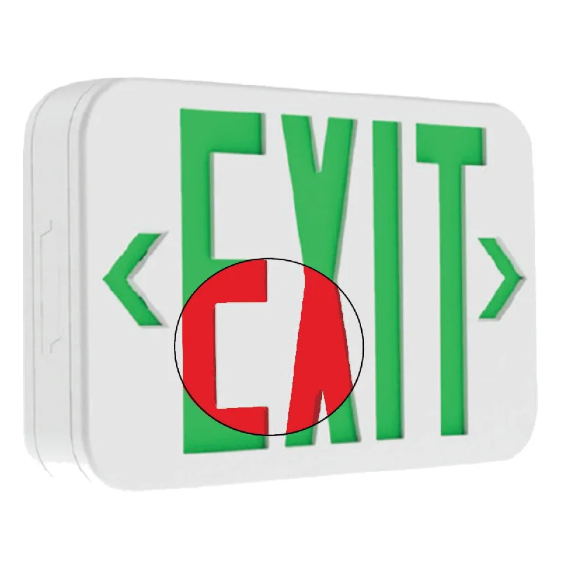 Waterproof Industrial Lighting for Wet AreasLED Exit Sign, 2 Single Face with Red/Green Letters, White, Battery Included Waterproof Industrial Lighting for Wet AreasLED Exit Sign, 2 Single Face with Red/Green Letters, White, Battery Included