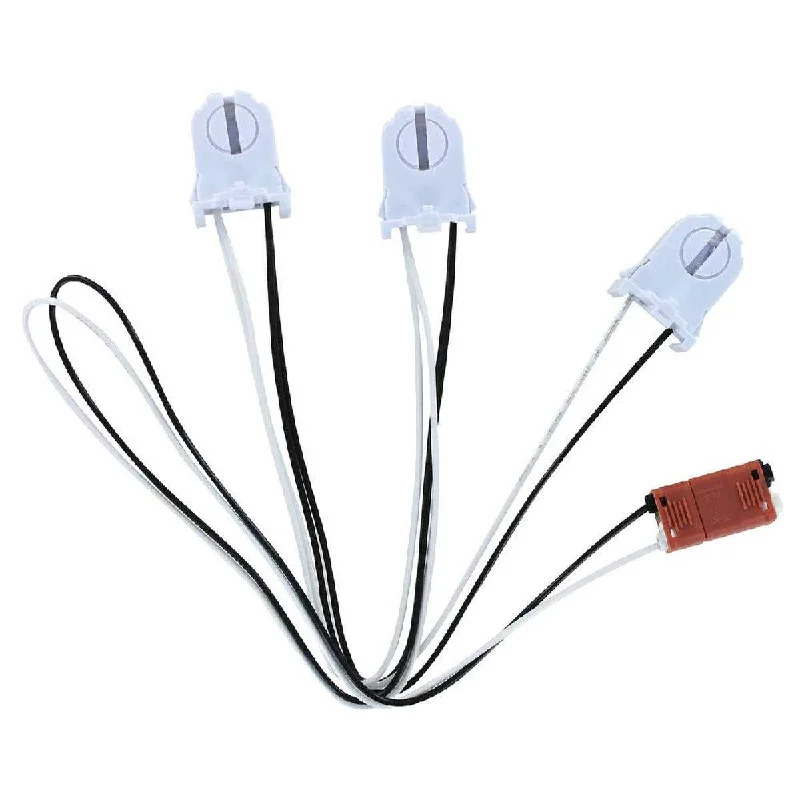 Industrial Ceiling - Mounted Lighting for Assembly Plants3-Lamp Wiring Harness with Short Non-shunted Sockets for LED Tubes Industrial Ceiling - Mounted Lighting for Assembly Plants3-Lamp Wiring Harness with Short Non-shunted Sockets for LED Tubes