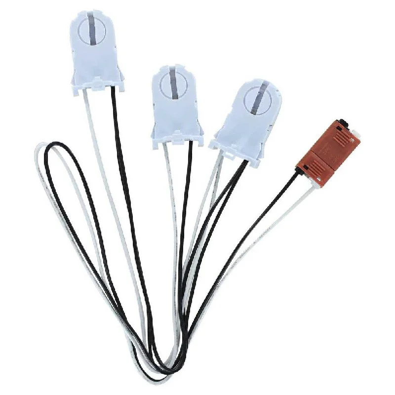 Shock - Resistant Industrial Lighting for Vibrating Machinery Areas3-Lamp Wiring Harness with Tall Non-shunted Sockets for LED Tubes Shock - Resistant Industrial Lighting for Vibrating Machinery Areas3-Lamp Wiring Harness with Tall Non-shunted Sockets for LED Tubes