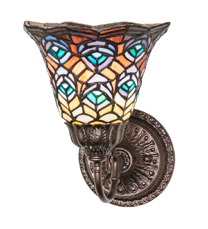 Industrial Lighting for Textile MillsTiffany Peacock Feather One Light Wall Sconce