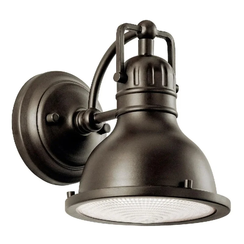 Low - Bay Industrial Lighting Fixtures for Small FactoriesHatteras Bay 8" Outdoor Wall Light, 1-Light, Clear Fresnel Glass, Metal Dome Shade