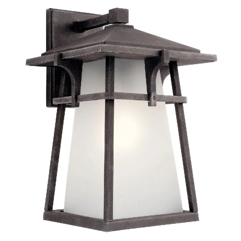 Shock - Resistant Industrial Lighting for Vibrating Machinery AreasBeckett  15 In 1-Light Outdoor Wall Light with Satin Etched Seeded Glass, Bronze Finish