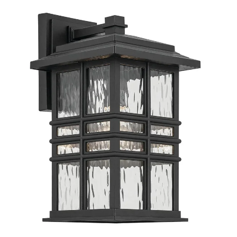 Industrial Lighting for Printing Press FacilitiesBeacon Square 14 In 1-Light Outdoor Wall Light with Clear Hammered Glass, Black Finish Industrial Lighting for Printing Press FacilitiesBeacon Square 14 In 1-Light Outdoor Wall Light with Clear Hammered Glass, Black Finish