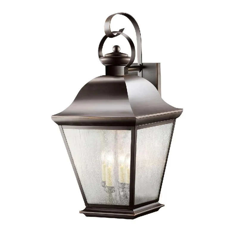 Dimmable Industrial Lighting for Ambiance ControlMount Vernon 29 In 4-Lights Outdoor Wall Light With Clear Seeded Glass, Bronze Finish