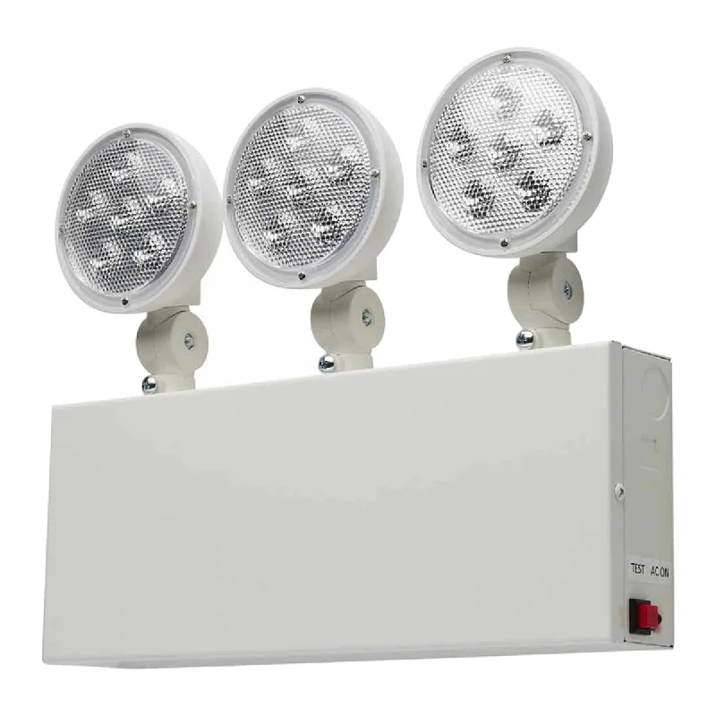 Waterproof Industrial Lighting for Wet AreasLED Emergency Light, 1.5 Watts, 330 Lumens, 3 Adjustable Light Heads, 120-277V, White Waterproof Industrial Lighting for Wet AreasLED Emergency Light, 1.5 Watts, 330 Lumens, 3 Adjustable Light Heads, 120-277V, White