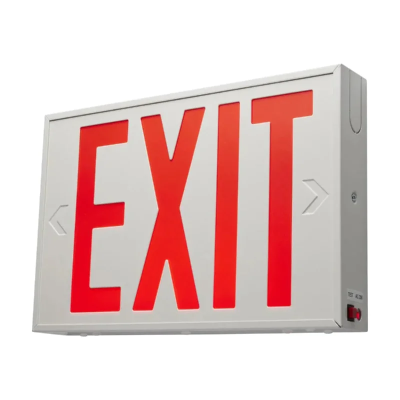 Industrial Lighting for Chemical PlantsLED Exit Sign, Single/Double Face with Red Letters, White, Battery Included, Steel Housing Industrial Lighting for Chemical PlantsLED Exit Sign, Single/Double Face with Red Letters, White, Battery Included, Steel Housing
