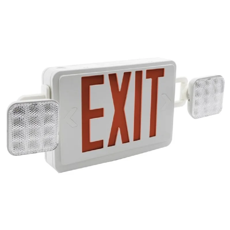 Industrial Pendant Lighting for Machine ShopsLED Combo Exit Sign, 2 Single Face with Red Letters, White, Battery Included, Square Head Lights Industrial Pendant Lighting for Machine ShopsLED Combo Exit Sign, 2 Single Face with Red Letters, White, Battery Included, Square Head Lights