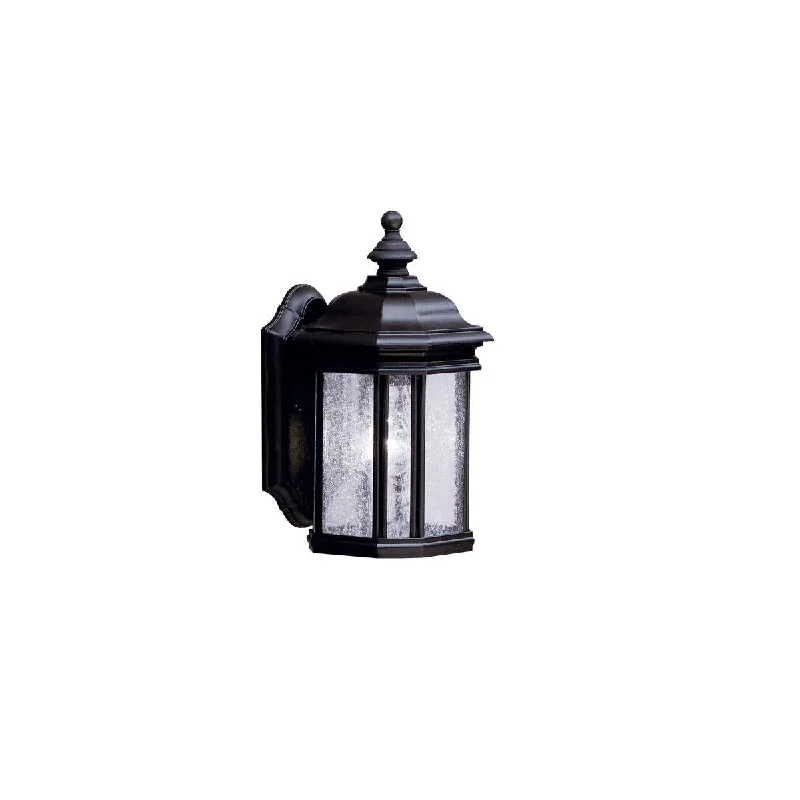 Dimmable Industrial Lighting for Ambiance ControlKirkwood 13 In 1-Light Outdoor Wall Light With Seeded Clear Glass, Black Finish Dimmable Industrial Lighting for Ambiance ControlKirkwood 13 In 1-Light Outdoor Wall Light With Seeded Clear Glass, Black Finish