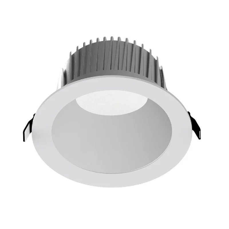 Industrial Lighting for Electronics Manufacturing8 Inch Deep Regress LED Commercial Downlight, 34W|46W|59W, 4000 Lumens, Selectable CCT, Matte Silver Finish