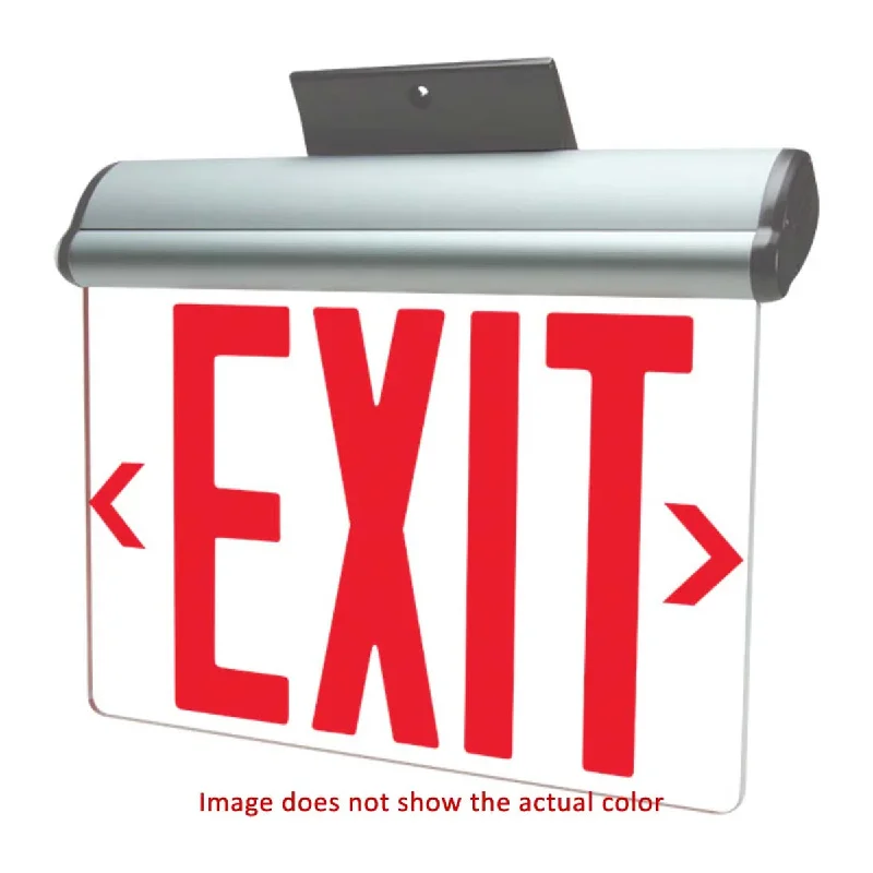 Industrial Exit Sign Lighting for Quick EvacuationEdge-Lit LED Exit Sign, Single Face Clear with Red Letters, White, Battery Included Industrial Exit Sign Lighting for Quick EvacuationEdge-Lit LED Exit Sign, Single Face Clear with Red Letters, White, Battery Included