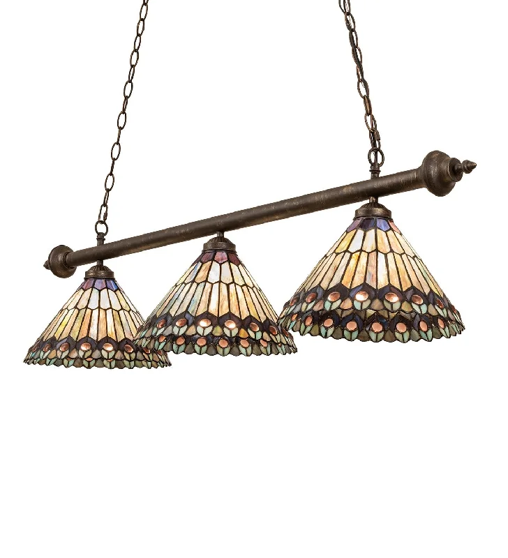 Industrial Lighting for Textile MillsTiffany Jeweled Peacock Three Light Island Pendant Industrial Lighting for Textile MillsTiffany Jeweled Peacock Three Light Island Pendant