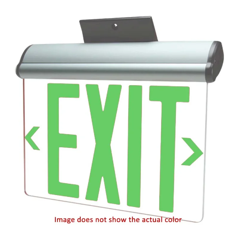 Industrial Lighting for Woodworking FactoriesEdge-Lit LED Exit Sign, Single Face Clear with Green Letters, Black, Battery Included Industrial Lighting for Woodworking FactoriesEdge-Lit LED Exit Sign, Single Face Clear with Green Letters, Black, Battery Included