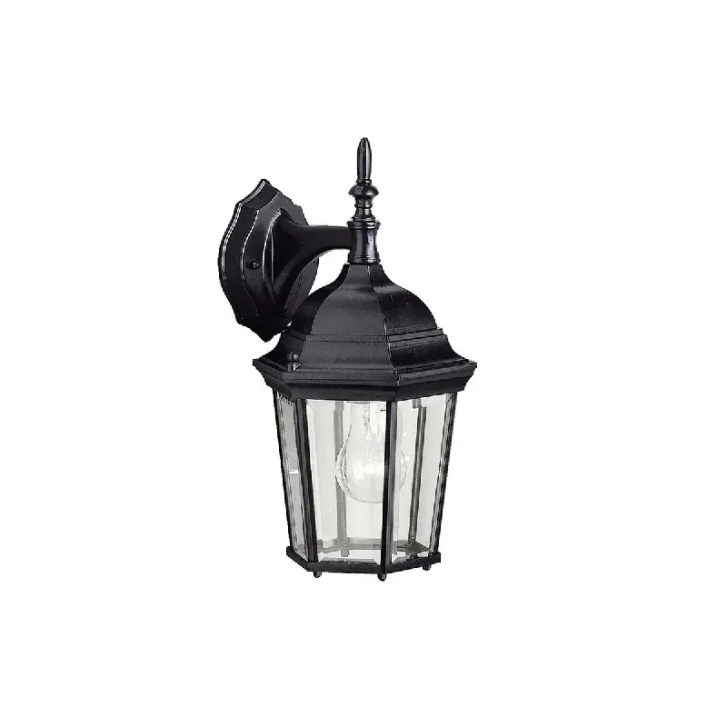 Industrial Lighting for Metal Fabrication ShopsMadison 15 In 1-Light Outdoor Wall Light with Clear Beveled Glass, Black Finish