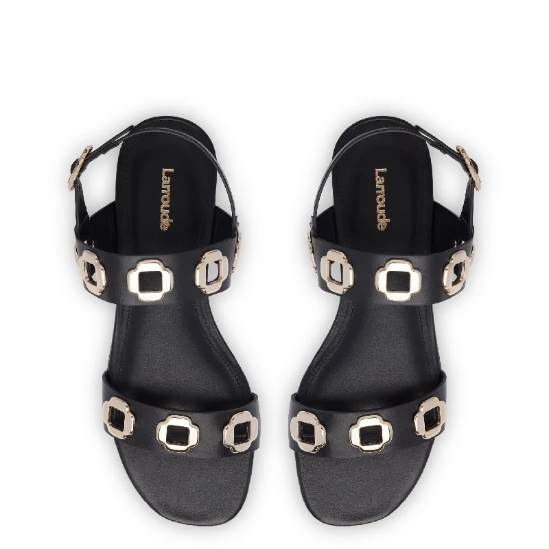 Milan Flat Sandal In Black Leather