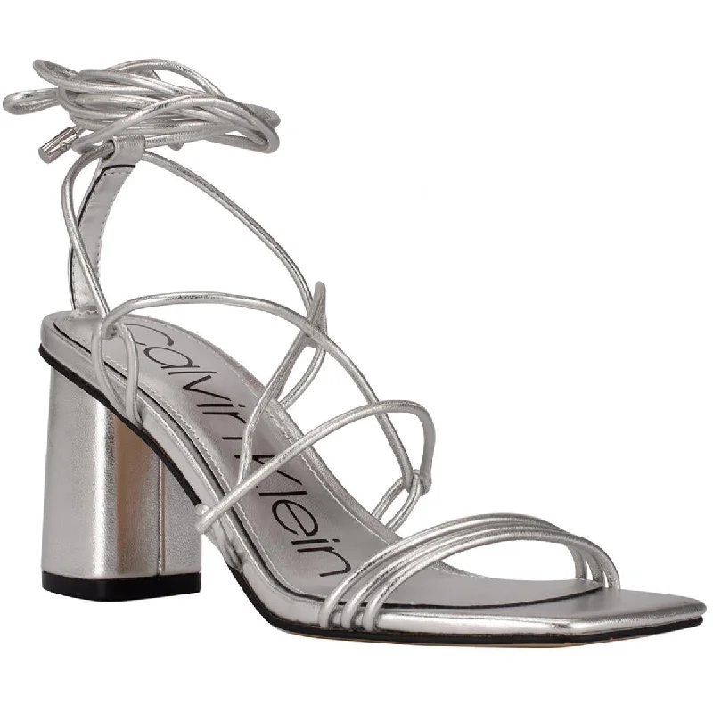 Calvin Klein Womens Calista Faux Leather Strappy Heels