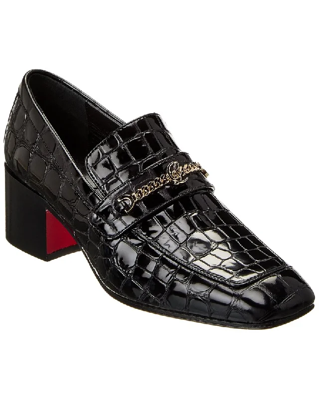 Christian Louboutin MJ Moc 50 Alligator-Embossed Leather Loafer