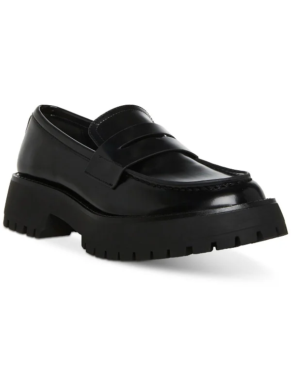 Heaathr Womens Patent Lug Sole Loafers