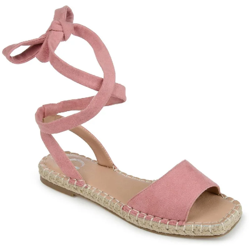 Journee Collection Womens Emelie Faux Suede Square Toe Flat Sandals