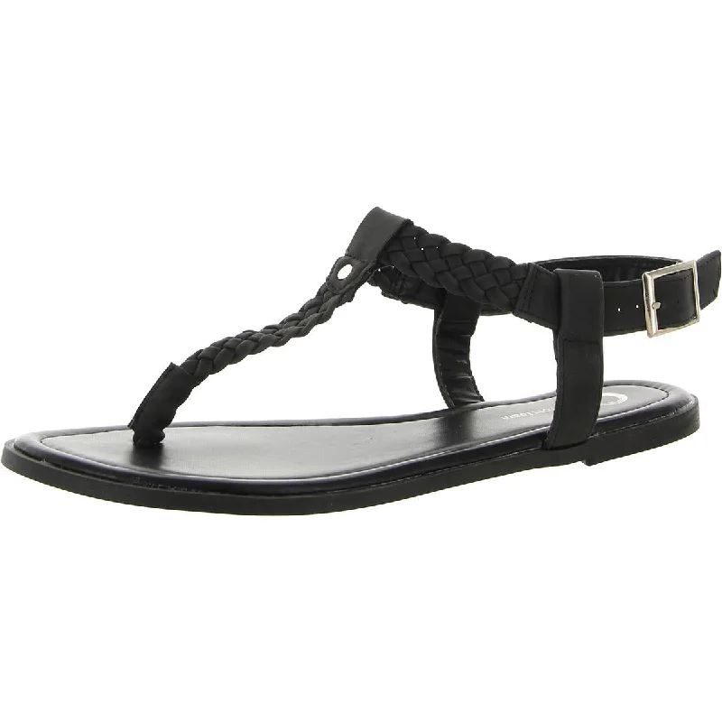 Journee Collection Womens Faux Leather Braided Thong Sandals