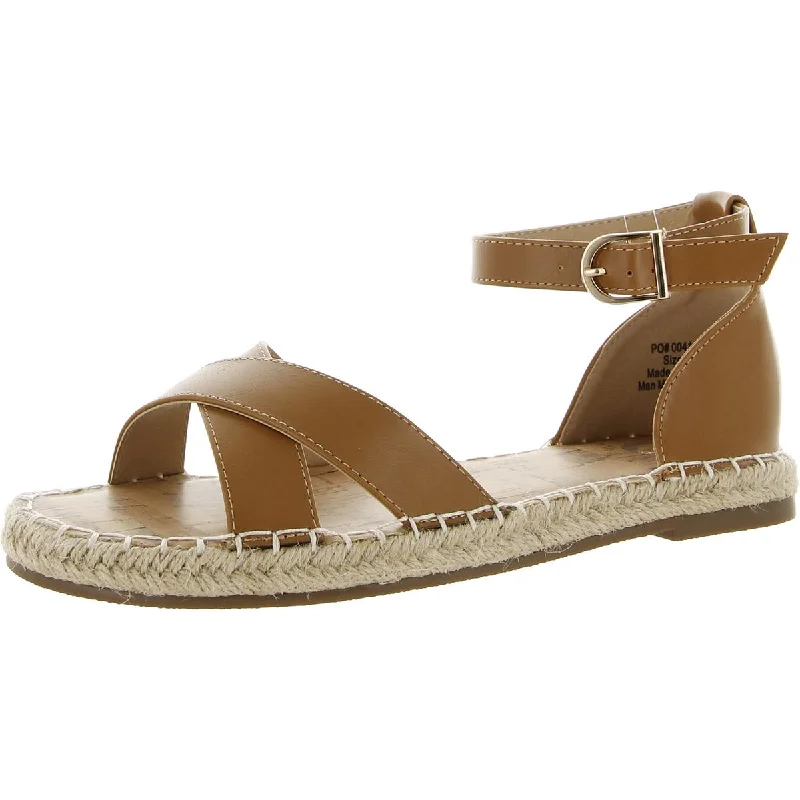 Journee Collection Womens Faux Leather Criss-Cross Espadrilles