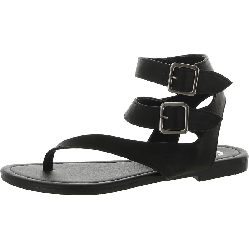 Journee Collection Womens Faux Leather Toe-Post Slingback Sandals