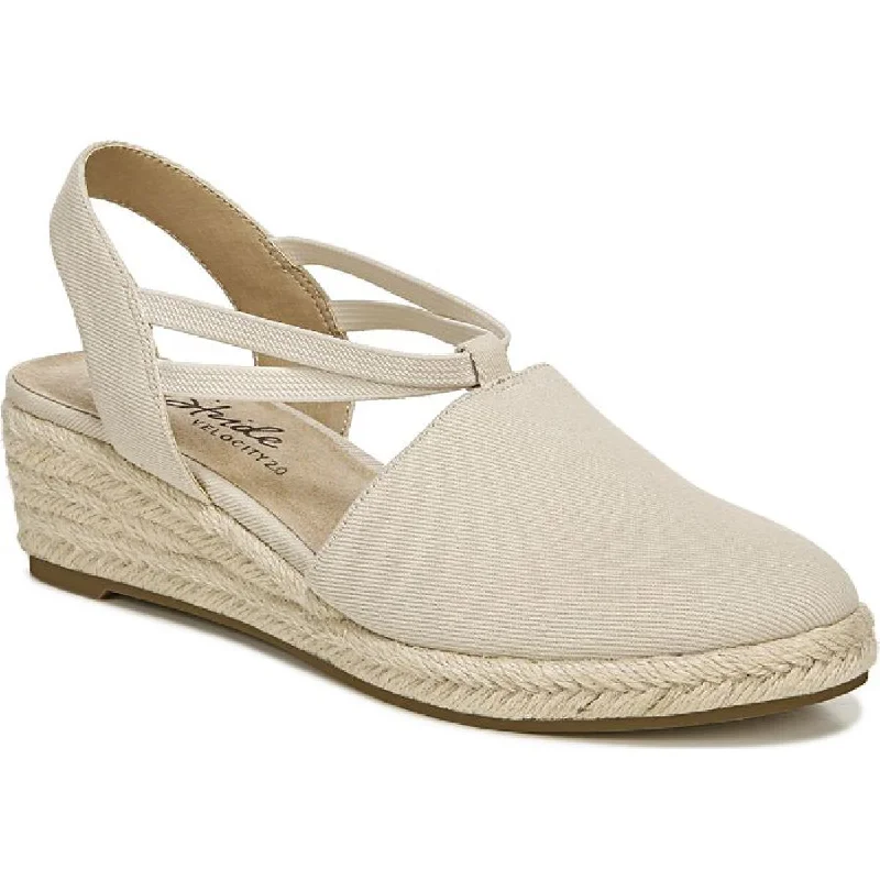 LifeStride Womens Katrina 2 Cushioned Footbed Canvas Wedge Sandals