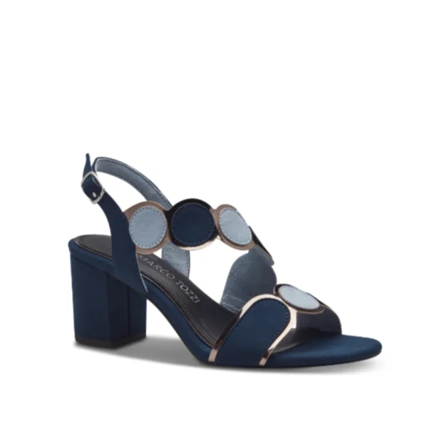 Marco Tozzi Navy and Powder Blue Combo Heeled Sandal