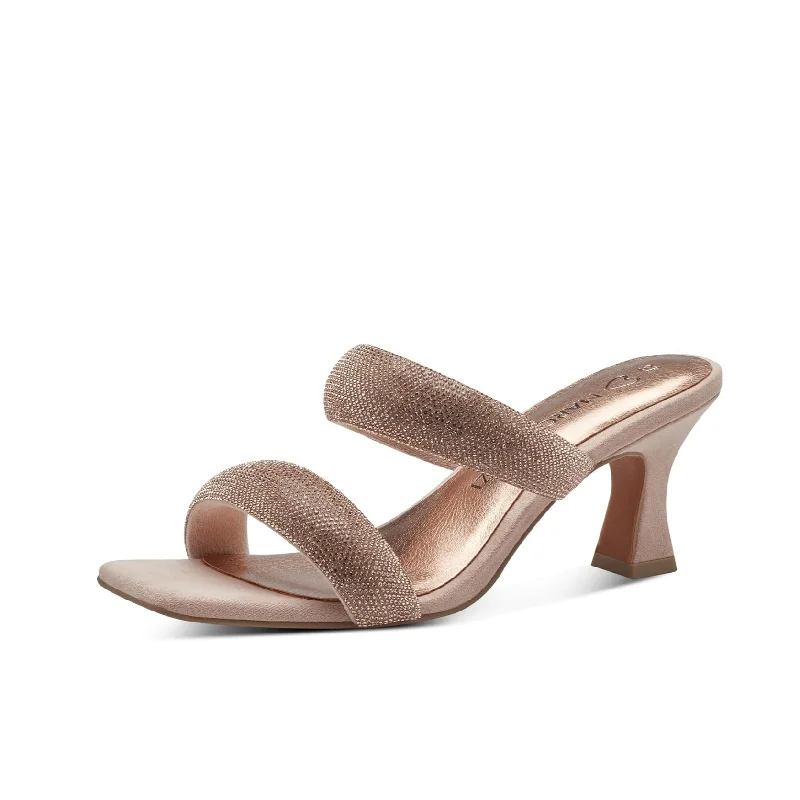 Marco Tozzi Powder Rose Gold Mule Heeled Sandal