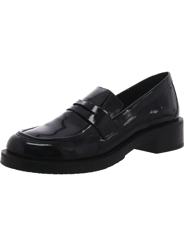 Palmer Womens Patent Leather Block Heel Loafers