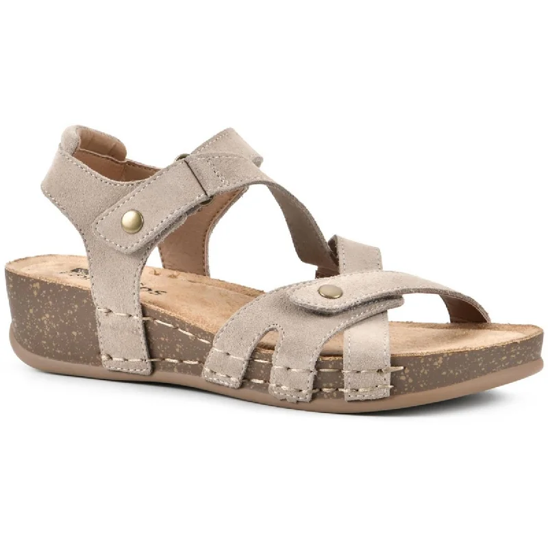 White Mountain Womens Fair Suede Ankle Wedge Sandals