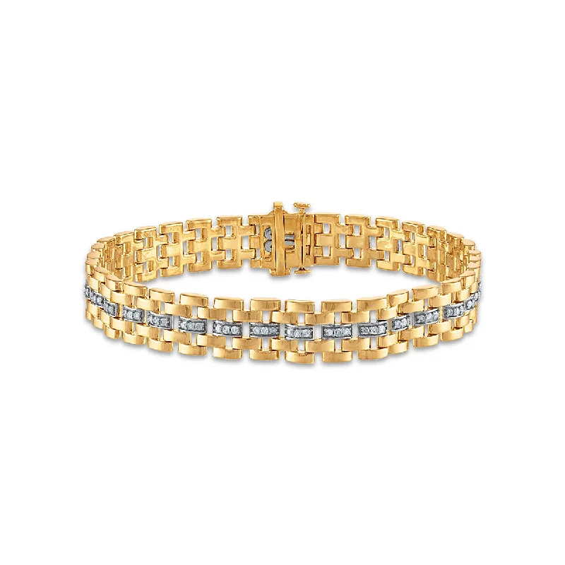 1 CTW Diamond Rolex-look 8.5-inch Bracelet in 10KT Yellow Gold Plated Sterling Silver