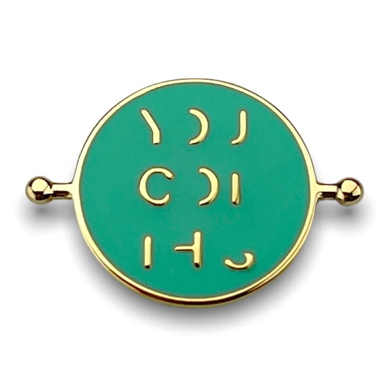 Seafoam green enamel / gold metal