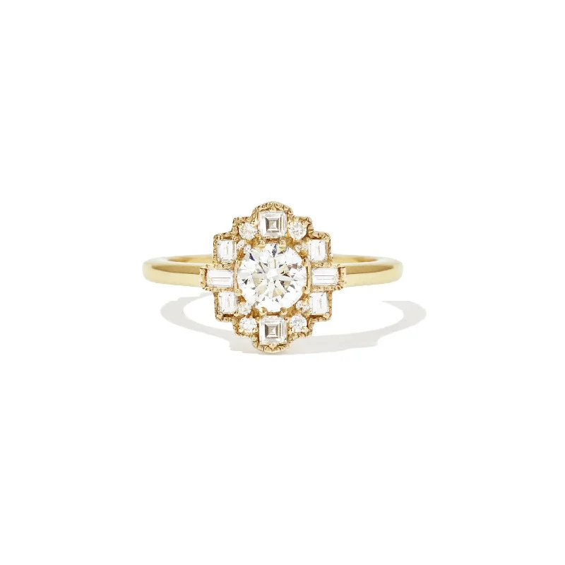 Deco Round Brilliant Cut Diamond Mosaic Ring