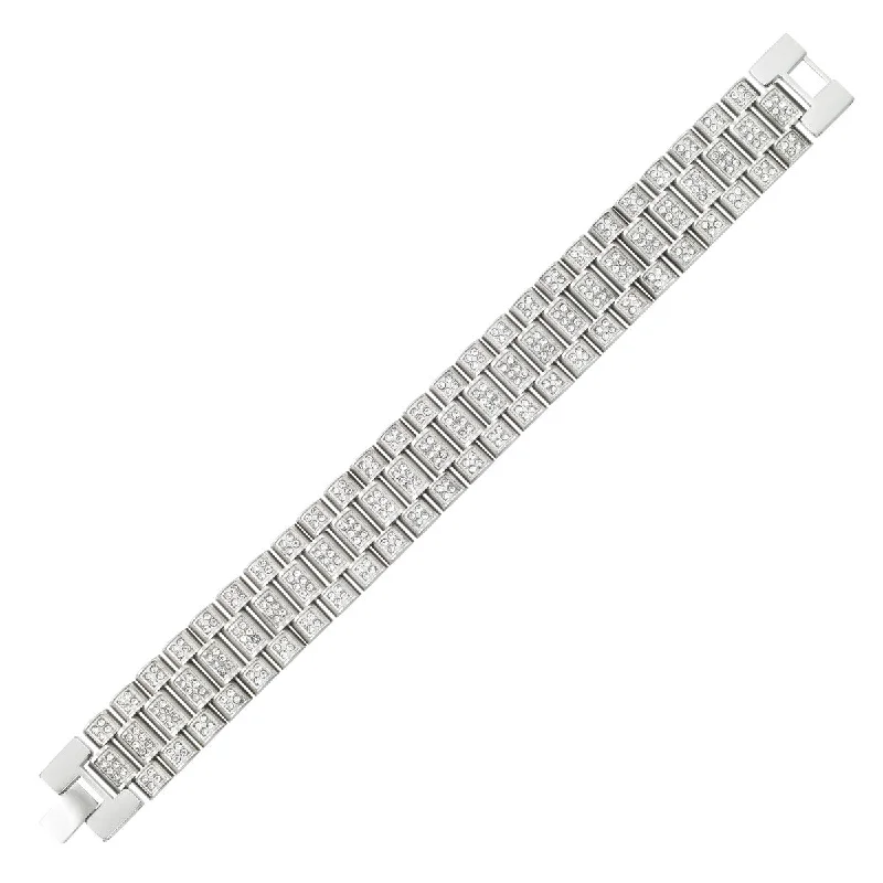 King by Simone I Smith Stainless Steel and Crystal 9-inch 18MM Rolex Look Bracelet