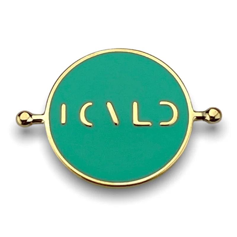 Seafoam green enamel / gold metal