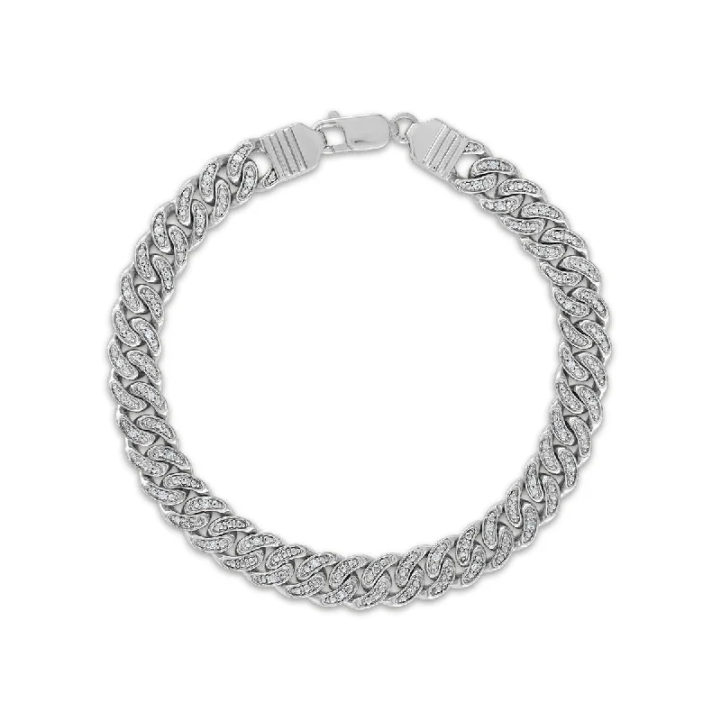 Luxe Layers 1/3 CTW Diamond Cuban Link 8.5-inch Bracelet in Rhodium Plated Sterling Silver